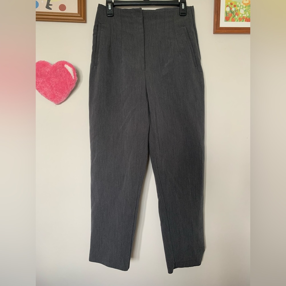 Zara High Waisted Gray Skinny Trousers Size Large